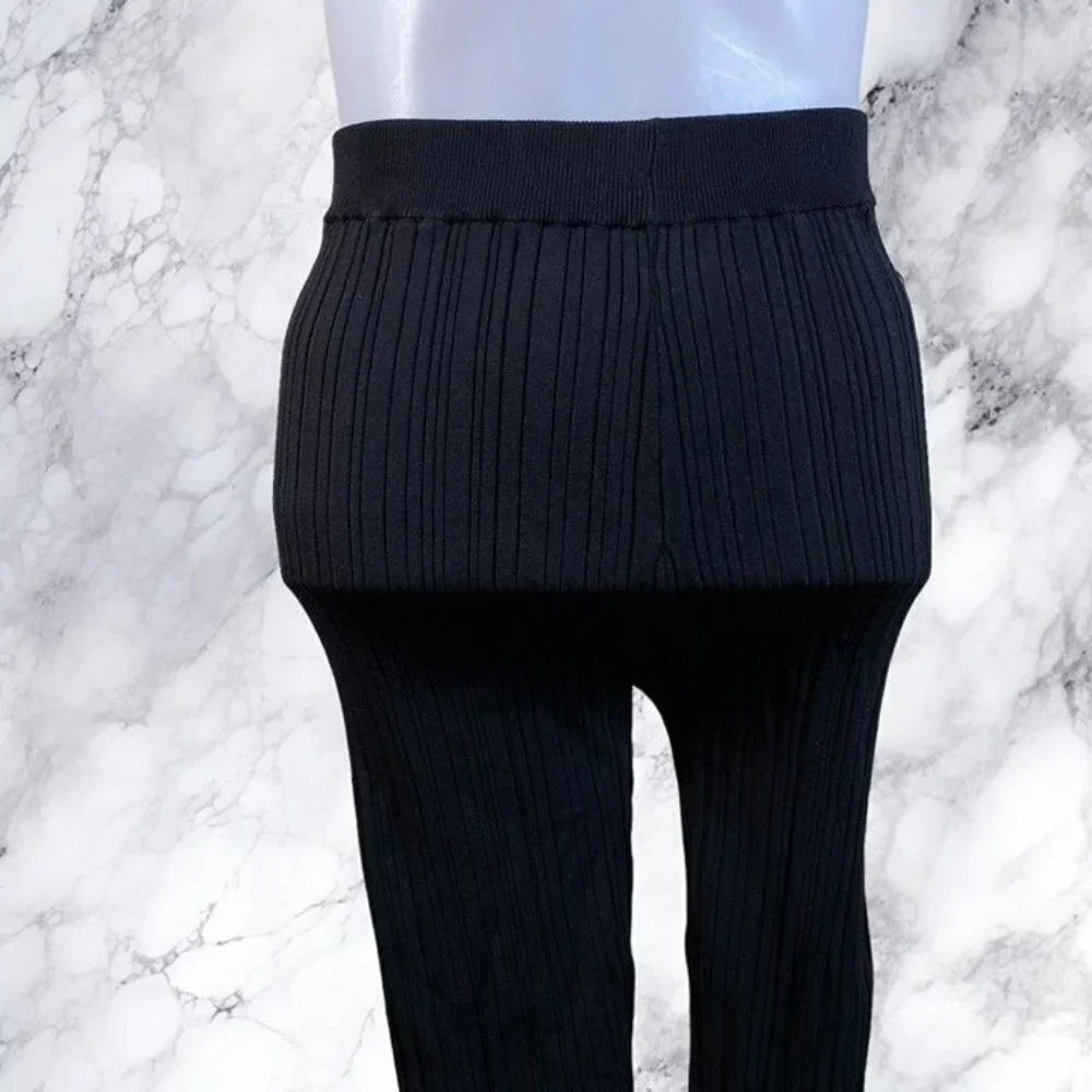 Michael Costello xREVOLVE Knit Ribbed Leggings - Black